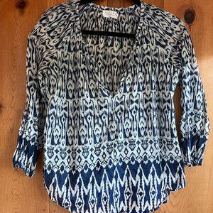 CLOSE OUT SALE: Velvet by Graham & Spencer Navy and White Boho Blouse - Size XS